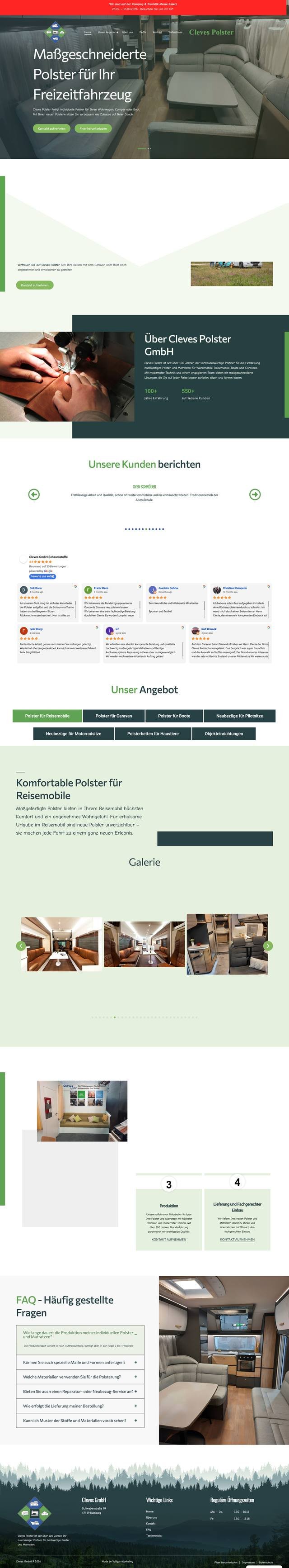 Referenz-Webseite Cleves Polster – Polsterei