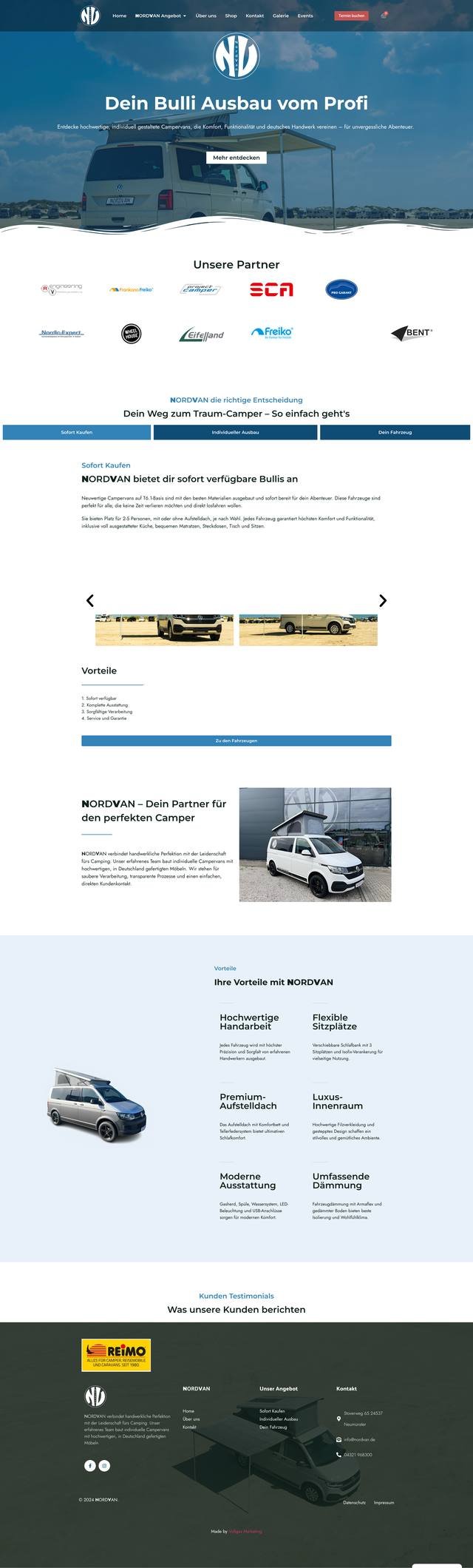 Referenz-Webseite NordVan – Camper-Ausbau