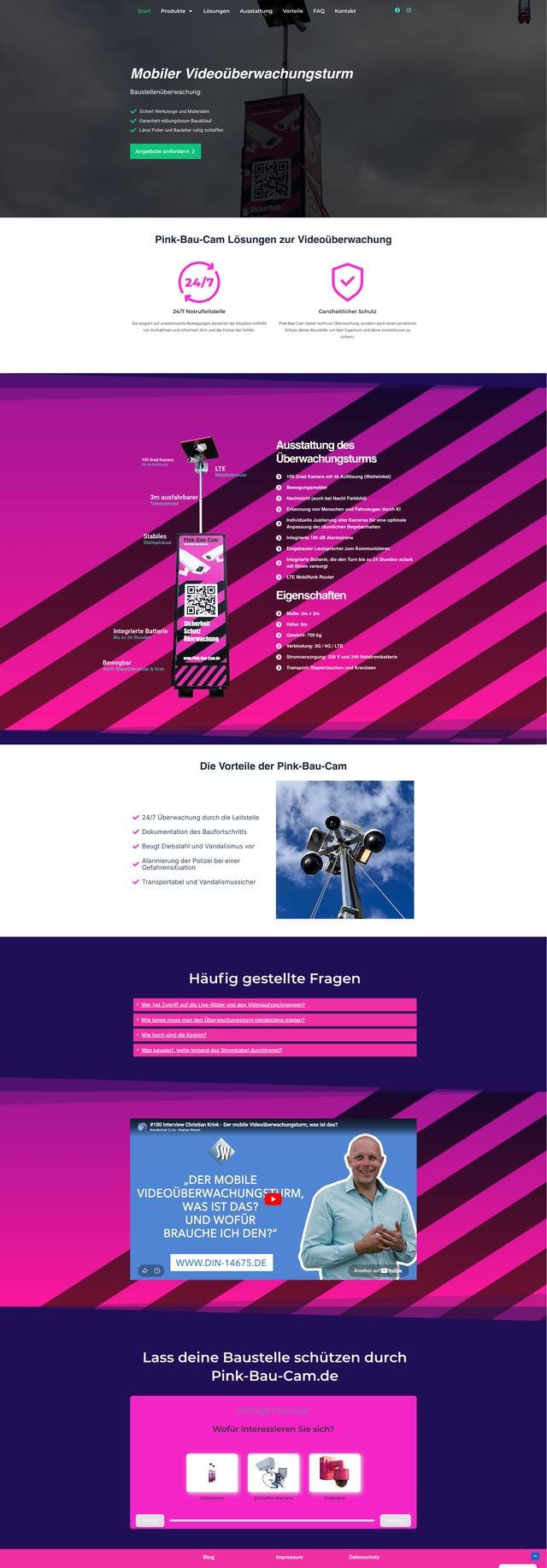Referenz-Webseite Pink-Bau-Cam – Baustellenüberwachung