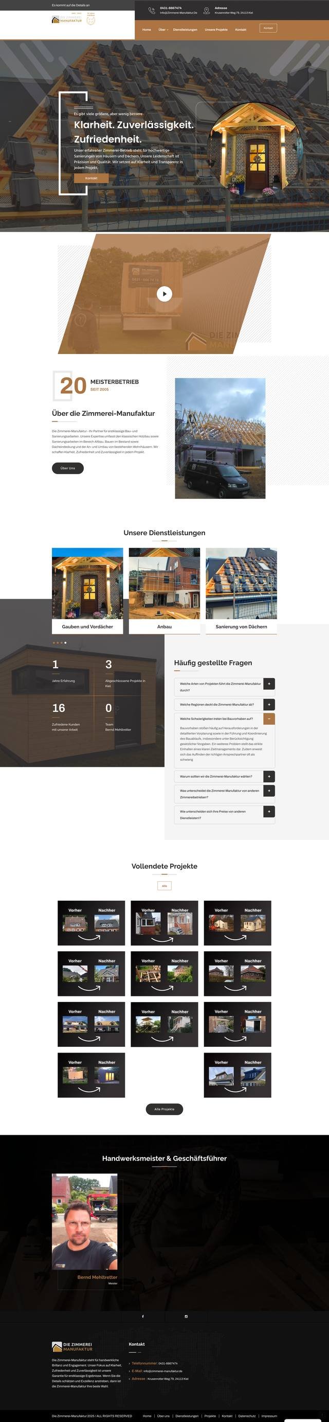 Referenz-Webseite Zimmerei Manufaktur